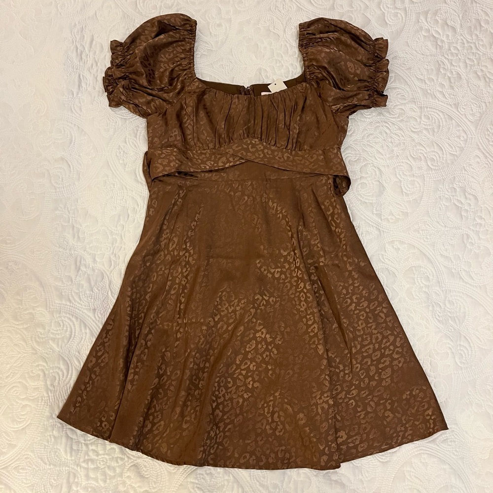 Francesca’s Satin Puff Sleeve Dress